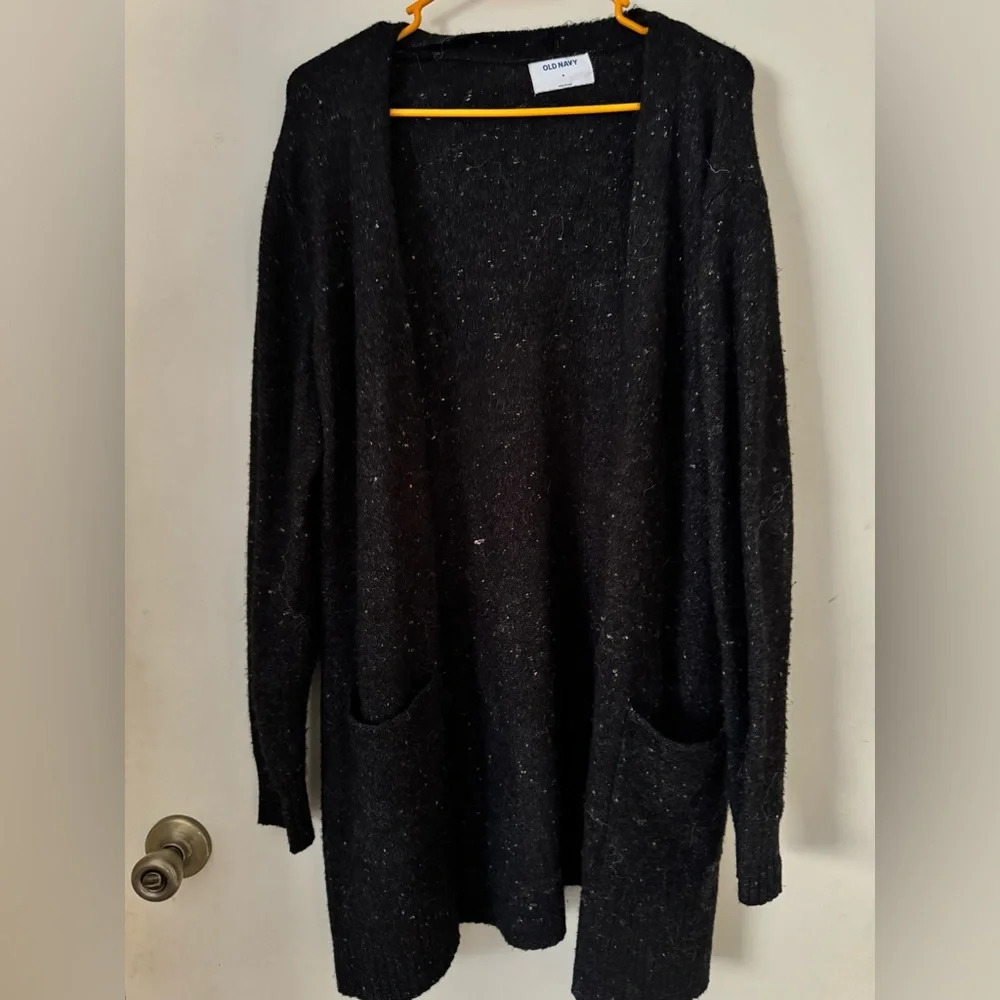 Old Navy Black Long Thick Cardigan - Size Medium